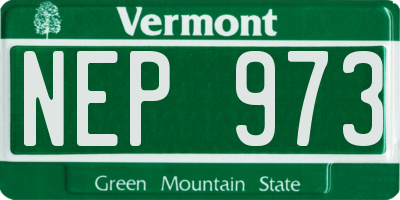 VT license plate NEP973