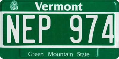 VT license plate NEP974