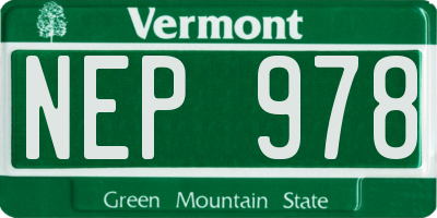 VT license plate NEP978