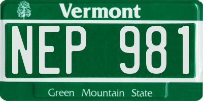 VT license plate NEP981
