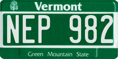 VT license plate NEP982