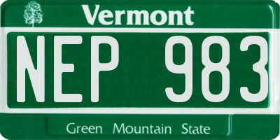 VT license plate NEP983