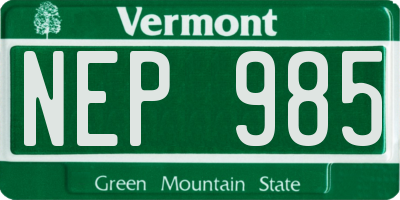 VT license plate NEP985