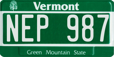 VT license plate NEP987
