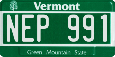 VT license plate NEP991