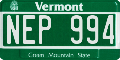 VT license plate NEP994