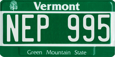 VT license plate NEP995