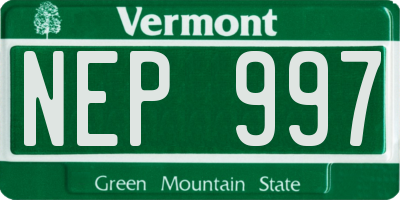 VT license plate NEP997