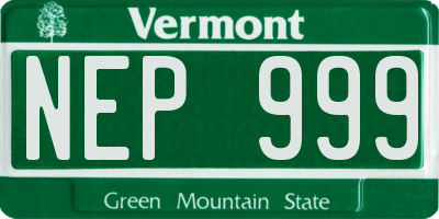 VT license plate NEP999