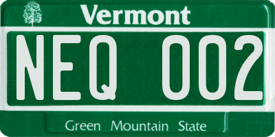 VT license plate NEQ002