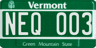 VT license plate NEQ003