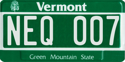 VT license plate NEQ007