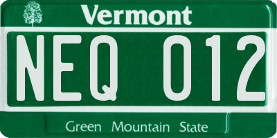 VT license plate NEQ012