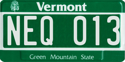 VT license plate NEQ013