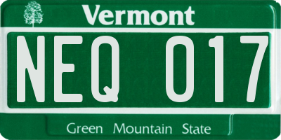 VT license plate NEQ017