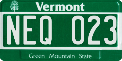 VT license plate NEQ023