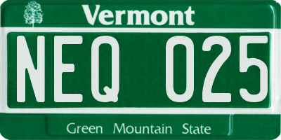 VT license plate NEQ025