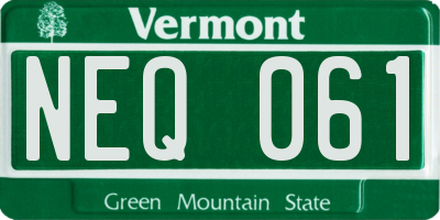 VT license plate NEQ061