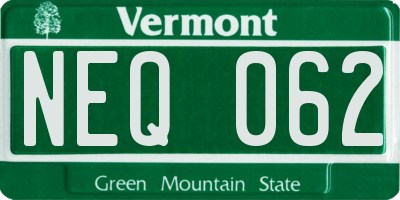 VT license plate NEQ062