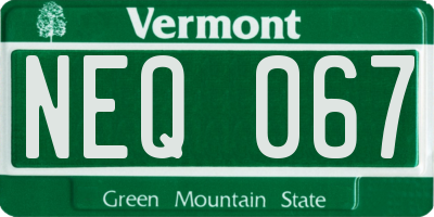 VT license plate NEQ067