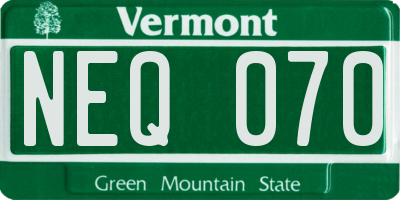 VT license plate NEQ070