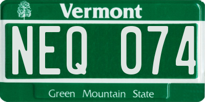 VT license plate NEQ074