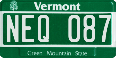 VT license plate NEQ087