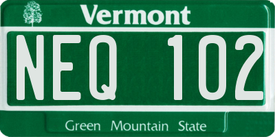 VT license plate NEQ102