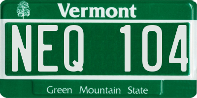 VT license plate NEQ104