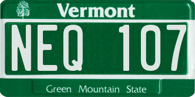 VT license plate NEQ107