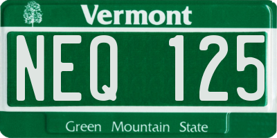 VT license plate NEQ125
