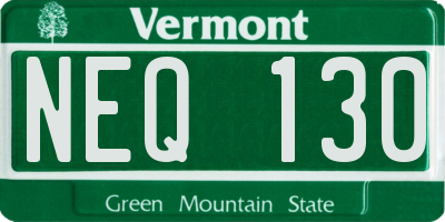 VT license plate NEQ130