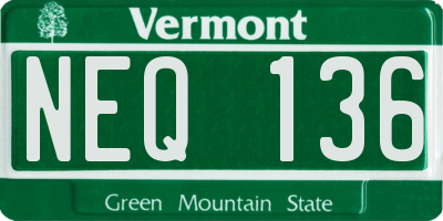 VT license plate NEQ136