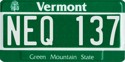 VT license plate NEQ137