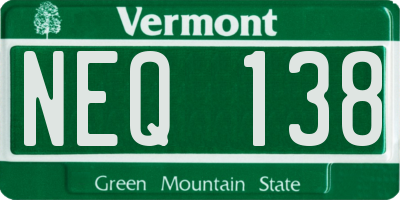 VT license plate NEQ138