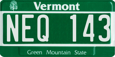 VT license plate NEQ143