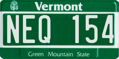 VT license plate NEQ154