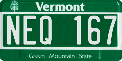 VT license plate NEQ167