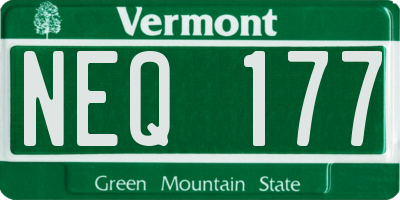VT license plate NEQ177