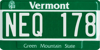 VT license plate NEQ178