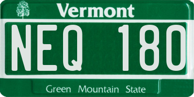 VT license plate NEQ180