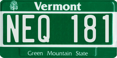 VT license plate NEQ181