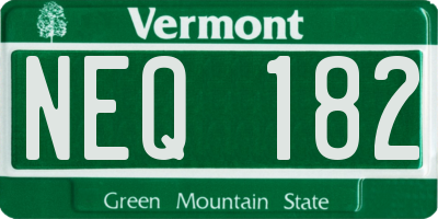 VT license plate NEQ182