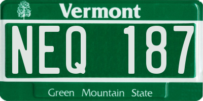 VT license plate NEQ187