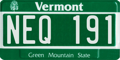 VT license plate NEQ191