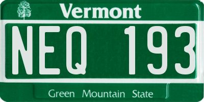 VT license plate NEQ193