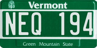 VT license plate NEQ194