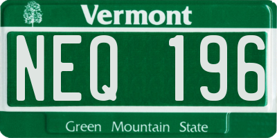 VT license plate NEQ196