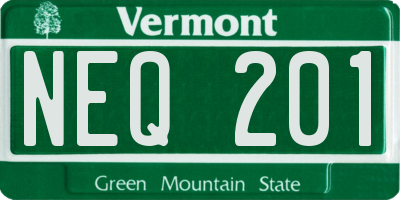 VT license plate NEQ201