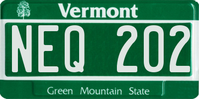 VT license plate NEQ202